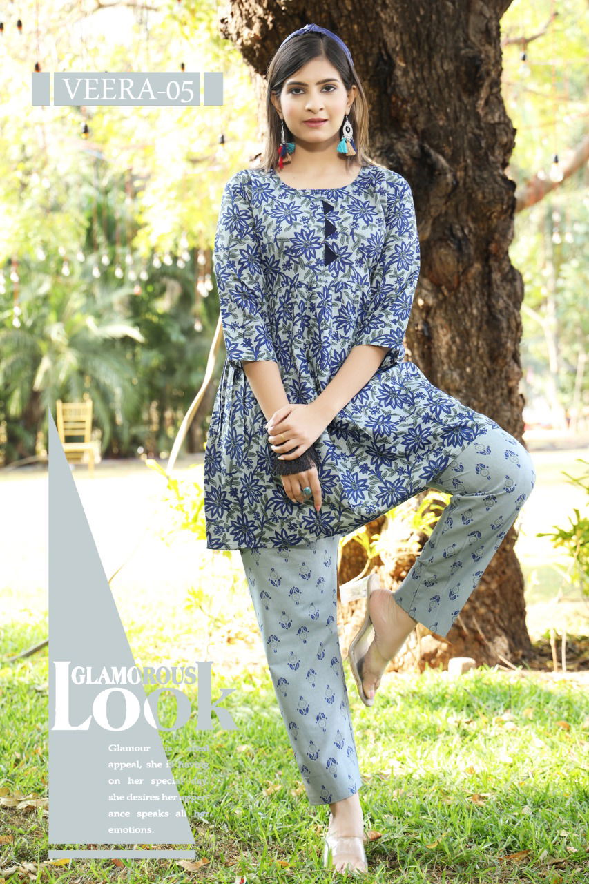 Veera Classic Ethnic Wear Designer Cotton Printed Latest Kurti Collection